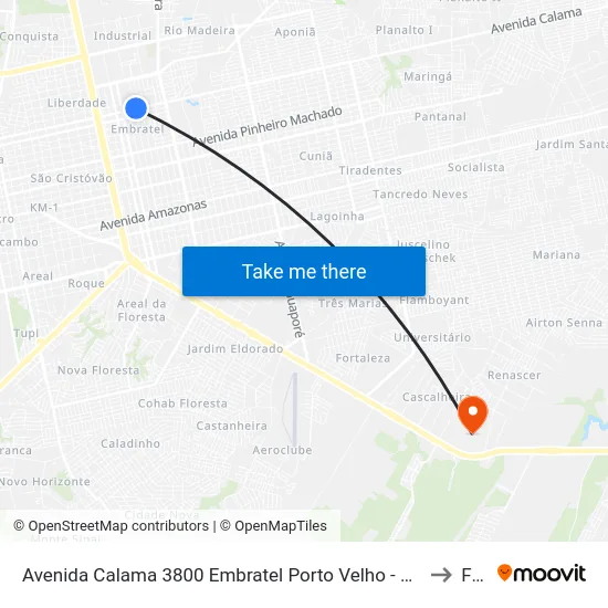 Avenida Calama 3800 Embratel Porto Velho - Ro 78905-230 Brasil to Faro map