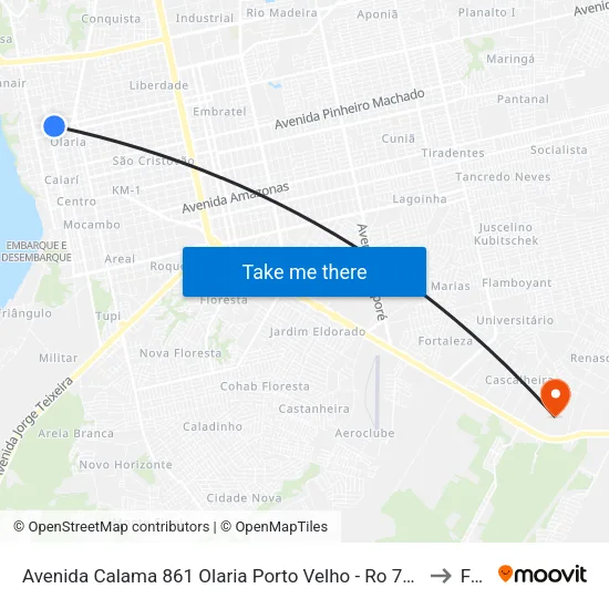 Avenida Calama 861 Olaria Porto Velho - Ro 78903-000 Brasil to Faro map