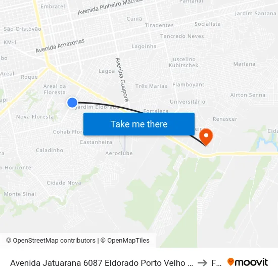 Avenida Jatuarana 6087 Eldorado Porto Velho - Ro 78912-301 Brasil to Faro map