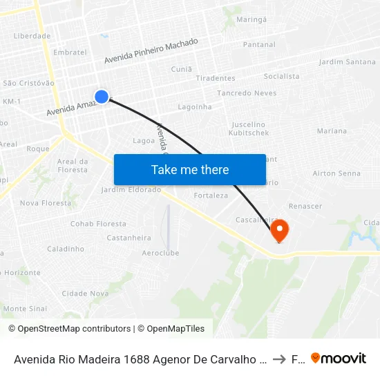 Avenida Rio Madeira 1688 Agenor De Carvalho Porto Velho - Ro 78906-520 Brasil to Faro map