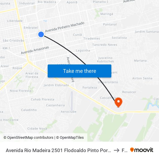 Avenida Rio Madeira 2501 Flodoaldo Pinto Porto Velho - Ro 78906-520 Brasil to Faro map