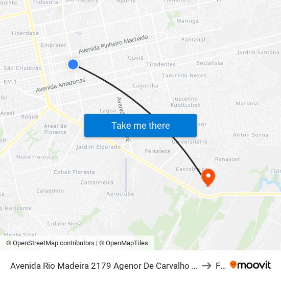Avenida Rio Madeira 2179 Agenor De Carvalho Porto Velho - Ro 78906-520 Brasil to Faro map