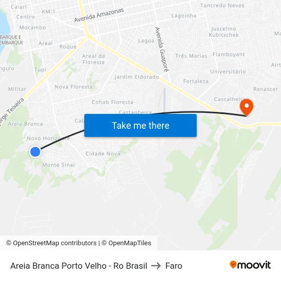 Areia Branca Porto Velho - Ro Brasil to Faro map