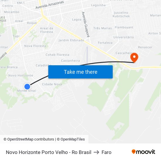 Novo Horizonte Porto Velho - Ro Brasil to Faro map