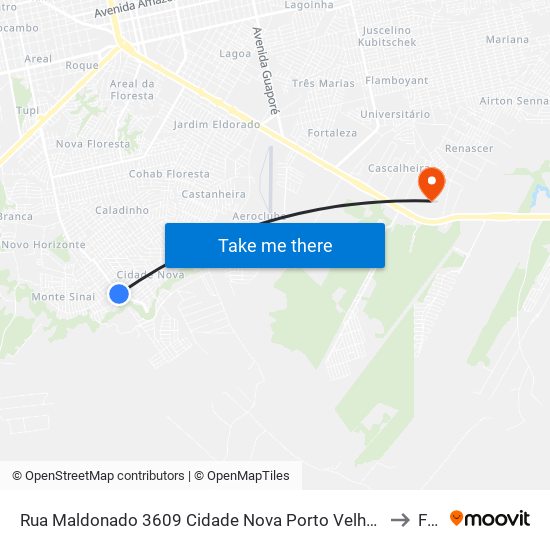 Rua Maldonado 3609 Cidade Nova Porto Velho - Ro 76810-561 Brasil to Faro map