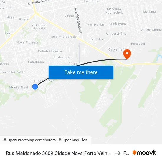 Rua Maldonado 3609 Cidade Nova Porto Velho - Ro 76810-561 Brasil to Faro map