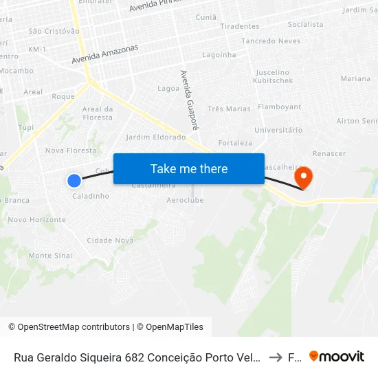 Rua Geraldo Siqueira 682 Conceição Porto Velho - Ro 78913-230 Brasil to Faro map