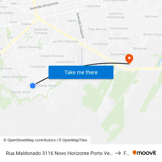 Rua Maldonado 3116 Novo Horizonte Porto Velho - Ro 76810-306 Brasil to Faro map