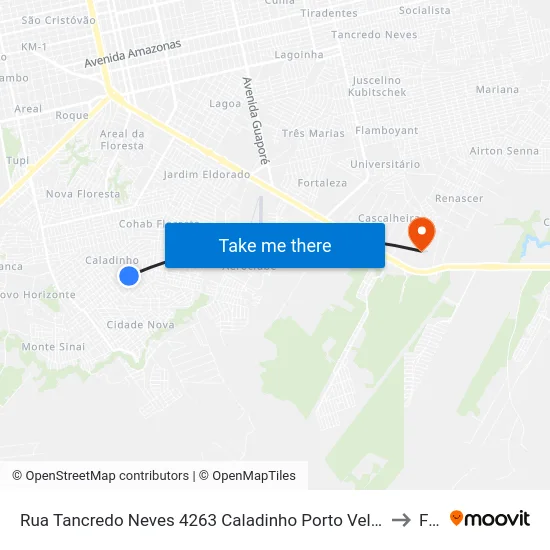 Rua Tancredo Neves 4263 Caladinho Porto Velho - Ro 78913-050 Brasil to Faro map