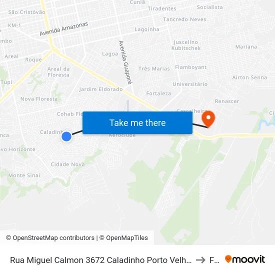 Rua Miguel Calmon 3672 Caladinho Porto Velho - Ro 78913-080 Brasil to Faro map