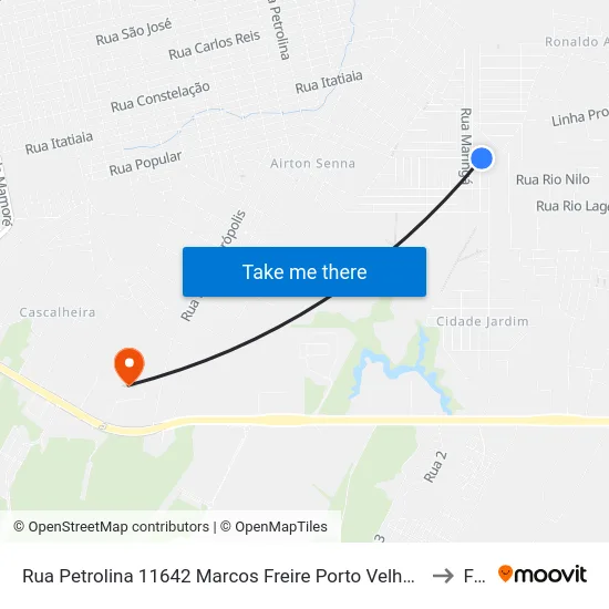 Rua Petrolina 11642 Marcos Freire Porto Velho - Ro 78920-370 Brasil to Faro map