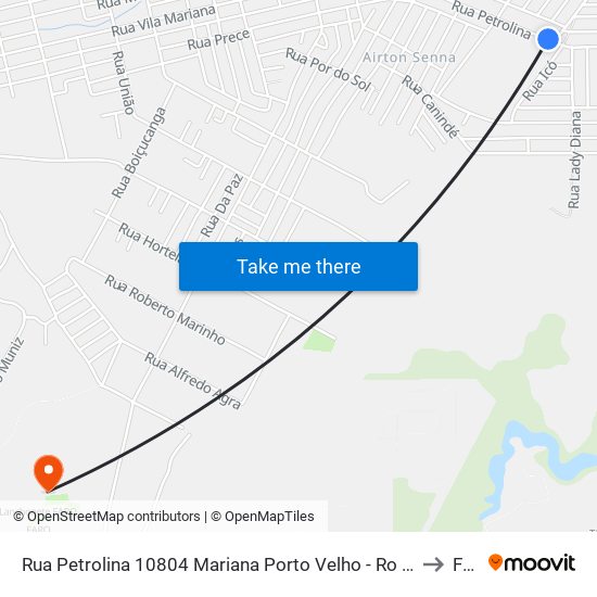 Rua Petrolina 10804 Mariana Porto Velho - Ro 78920-370 Brasil to Faro map