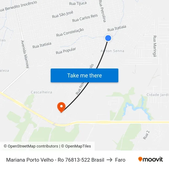 Mariana Porto Velho - Ro 76813-522 Brasil to Faro map