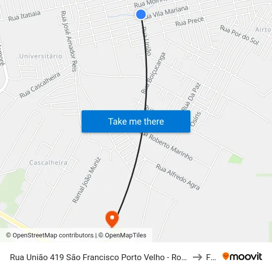 Rua União 419 São Francisco Porto Velho - Ro 78919-295 Brasil to Faro map