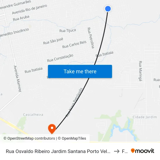 Rua Osvaldo Ribeiro Jardim Santana Porto Velho - Ro 78910-790 Brasil to Faro map