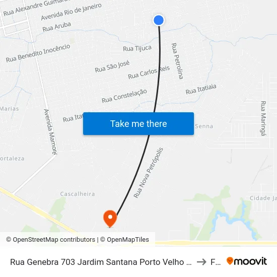 Rua Genebra 703 Jardim Santana Porto Velho - Ro 78910-790 Brasil to Faro map