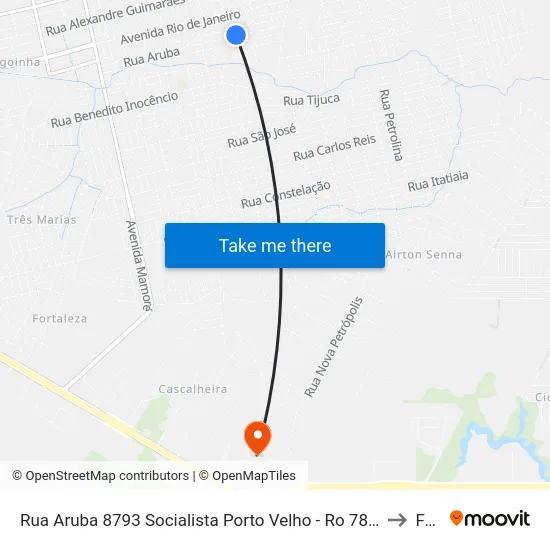 Rua Aruba 8793 Socialista Porto Velho - Ro 78910-521 Brasil to Faro map