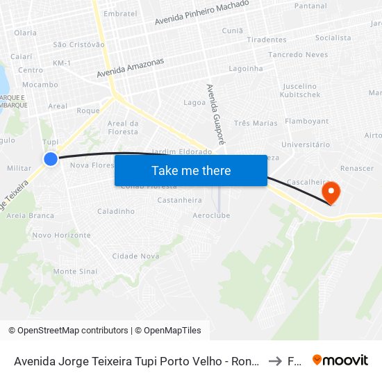 Avenida Jorge Teixeira Tupi Porto Velho - Rondônia Brasil to Faro map