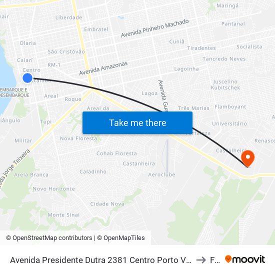 Avenida Presidente Dutra 2381 Centro Porto Velho - Rondônia 76081 Brasil to Faro map