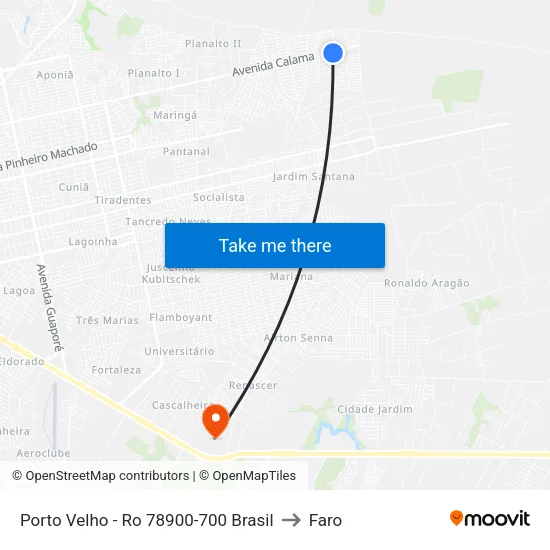 Porto Velho - Ro 78900-700 Brasil to Faro map