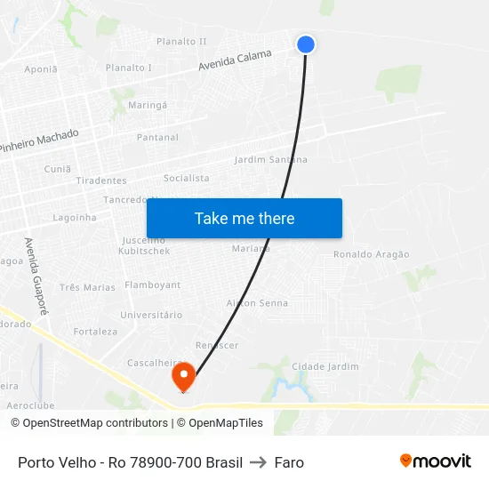 Porto Velho - Ro 78900-700 Brasil to Faro map