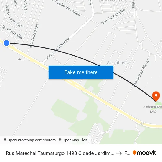 Rua Marechal Taumaturgo 1490 Cidade Jardim Porto Velho - Ro 76812-356 Brasil to Faro map