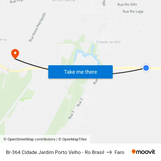 Br-364 Cidade Jardim Porto Velho - Ro Brasil to Faro map