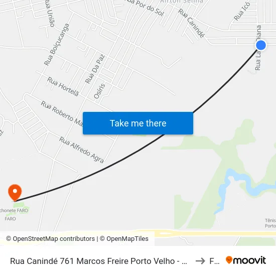 Rua Canindé 761 Marcos Freire Porto Velho - Ro 78920-020 Brasil to Faro map