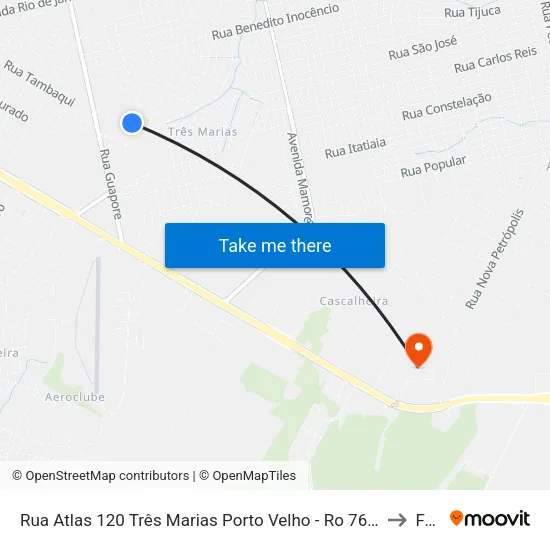 Rua Atlas 120 Três Marias Porto Velho - Ro 76812-652 Brasil to Faro map