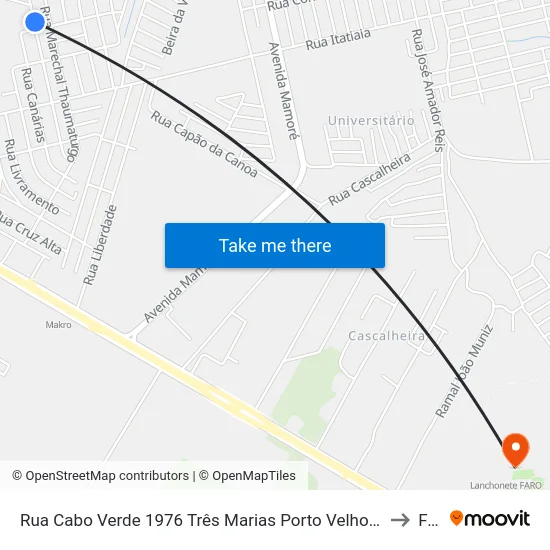 Rua Cabo Verde 1976 Três Marias Porto Velho - Ro 76812-514 Brasil to Faro map