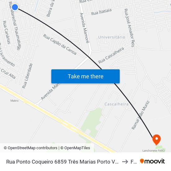 Rua Ponto Coqueiro 6859 Três Marias Porto Velho - Ro 76812-513 Brasil to Faro map