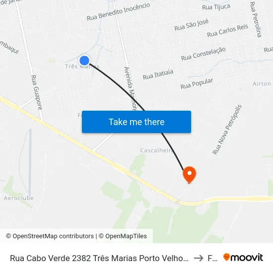 Rua Cabo Verde 2382 Três Marias Porto Velho - Ro 78918-660 Brasil to Faro map