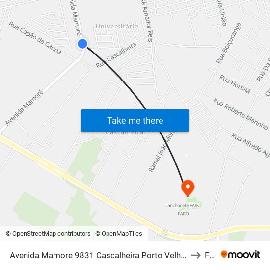 Avenida Mamore 9831 Cascalheira Porto Velho - Rondônia Brasil to Faro map
