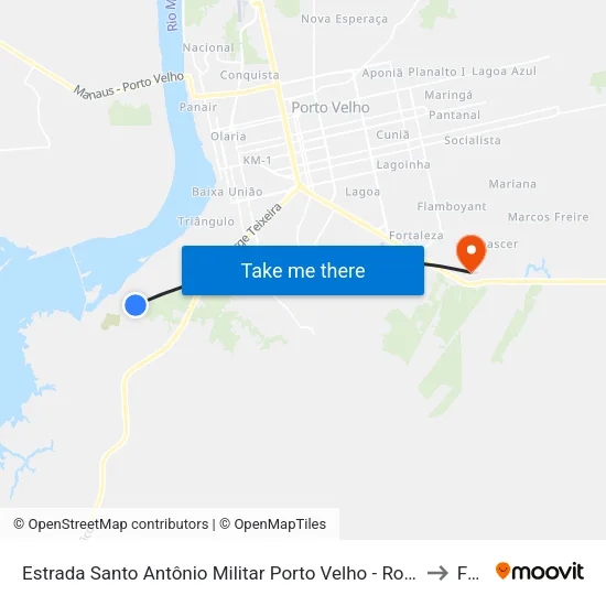 Estrada Santo Antônio Militar Porto Velho - Rondônia Brasil to Faro map