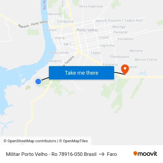Militar Porto Velho - Ro 78916-050 Brasil to Faro map