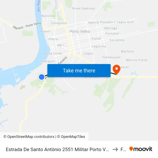 Estrada De Santo Antônio 2551 Militar Porto Velho - Ro 78916-610 Brasil to Faro map