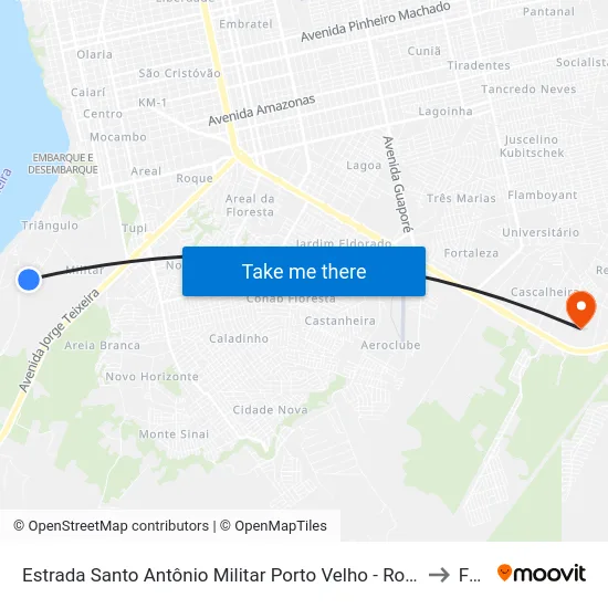 Estrada Santo Antônio Militar Porto Velho - Rondônia Brasil to Faro map