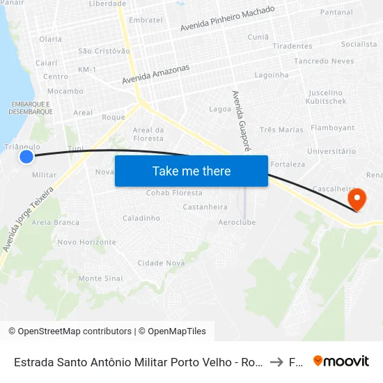 Estrada Santo Antônio Militar Porto Velho - Rondônia Brasil to Faro map