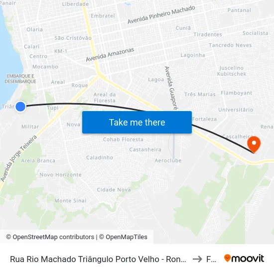 Rua Rio Machado Triângulo Porto Velho - Rondônia Brasil to Faro map