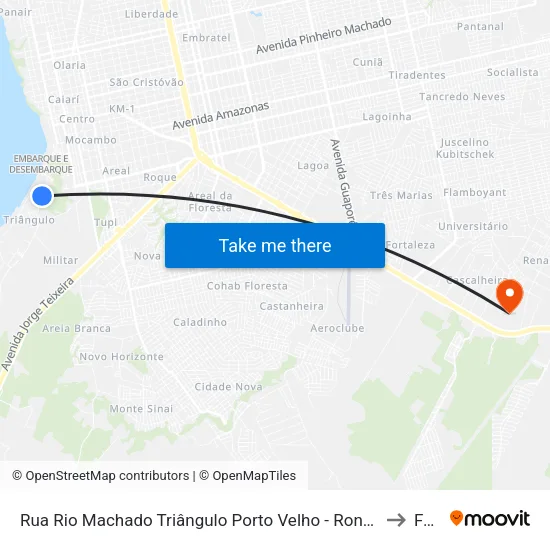 Rua Rio Machado Triângulo Porto Velho - Rondônia Brasil to Faro map