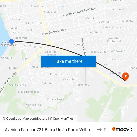 Avenida Farquar 721 Baixa União Porto Velho - Rondônia Brasil to Faro map