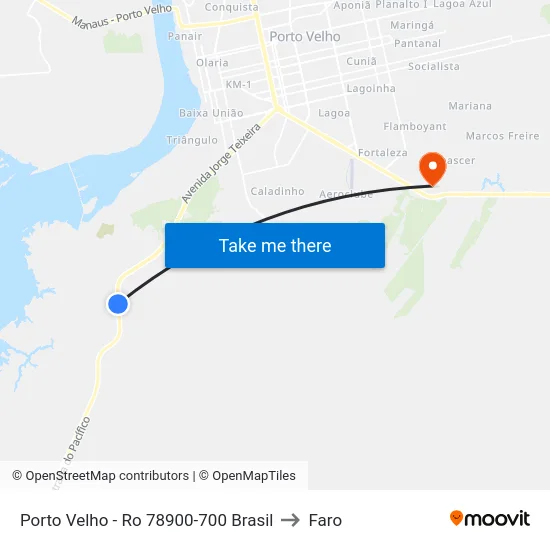 Porto Velho - Ro 78900-700 Brasil to Faro map