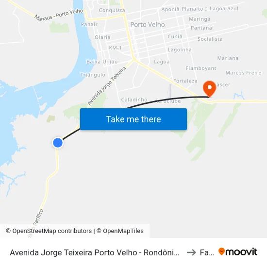 Avenida Jorge Teixeira Porto Velho - Rondônia Brasil to Faro map