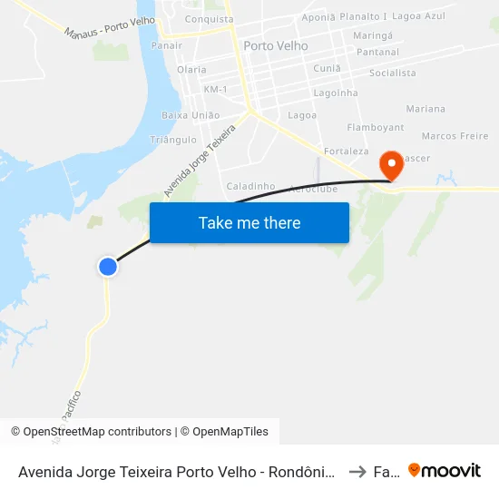 Avenida Jorge Teixeira Porto Velho - Rondônia Brasil to Faro map