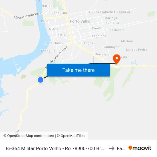 Br-364 Militar Porto Velho - Ro 78900-700 Brasil to Faro map