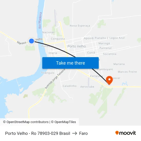 Porto Velho - Ro 78903-029 Brasil to Faro map