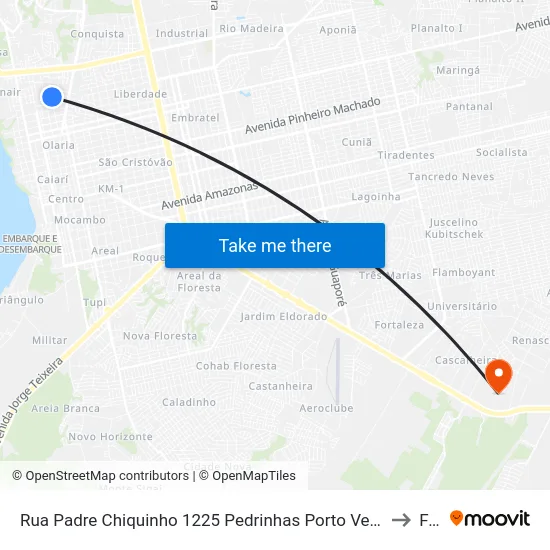 Rua Padre Chiquinho 1225 Pedrinhas Porto Velho - Ro 78903-100 Brasil to Faro map