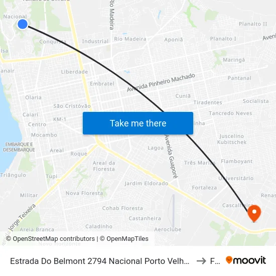 Estrada Do Belmont 2794 Nacional Porto Velho - Ro 78903-400 Brasil to Faro map
