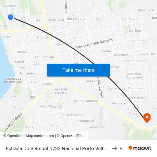 Estrada Do Belmont 1732 Nacional Porto Velho - Ro 78903-400 Brasil to Faro map