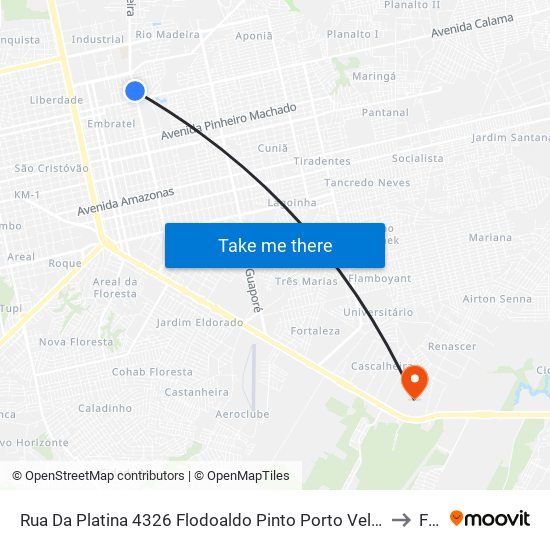 Rua Da Platina 4326 Flodoaldo Pinto Porto Velho - Ro 76820-696 Brasil to Faro map